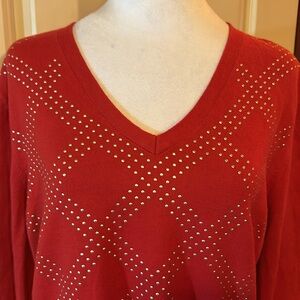 Tommy Hilfiger V neck sweater w/ tiny gold studs on front